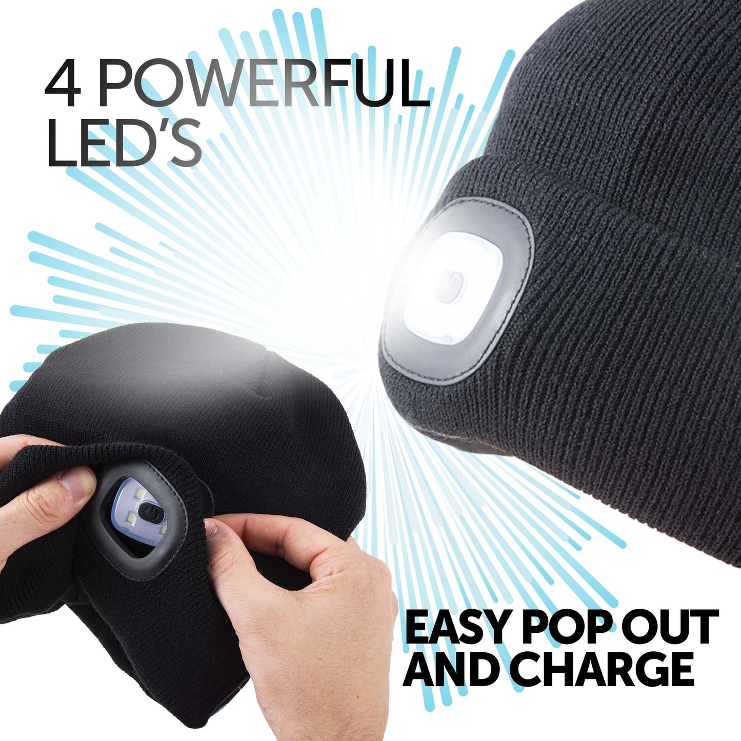 Rechargeable Bluetooth LED Beanie Hat (Unisex) (Black) - DSL