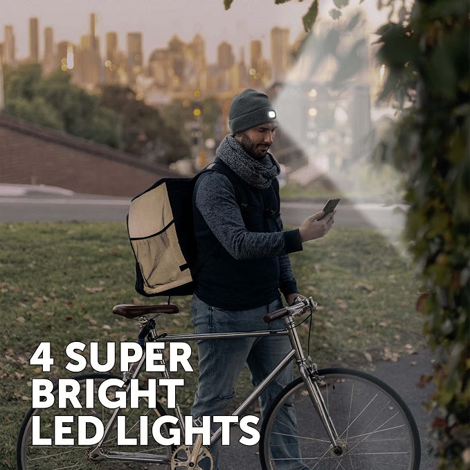 Rechargeable LED Light Thinsulate Beanie Hat (Unisex) (Grey) - iN Style
