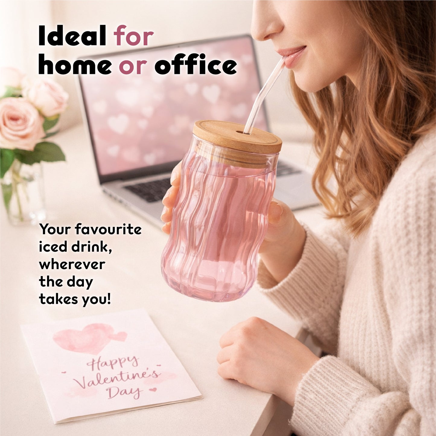 Wavy Iced Coffee Glass - Aesthetic Cold Brew Cup for Coffee Lovers - DSL