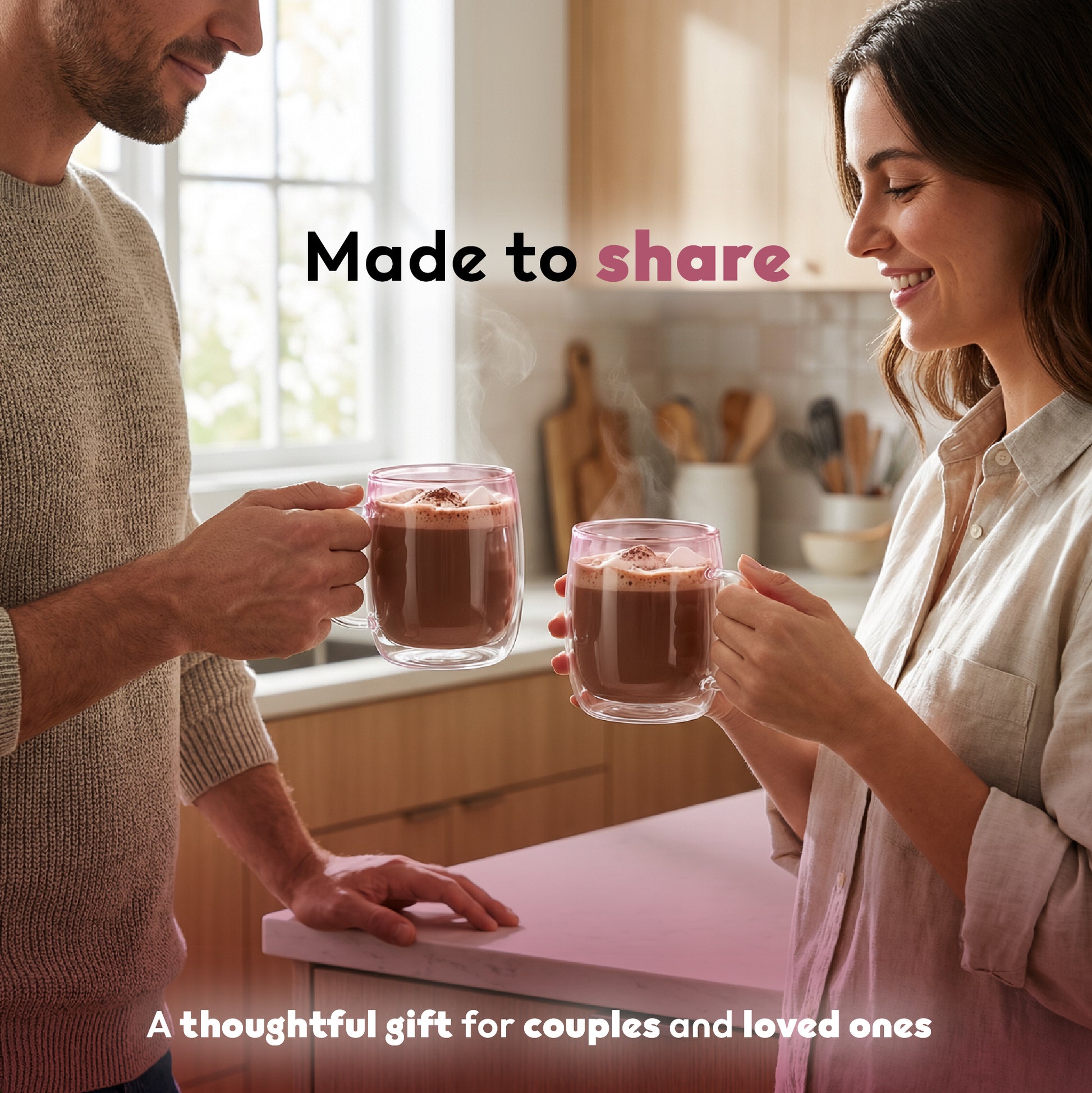 Glass Cup with 3D Heart – Clear Glass Mug Romantic Valentine’s Day Gift for Her & Him - DSL