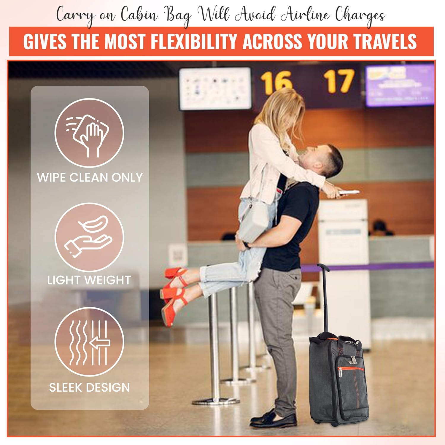 Underseat Cabin Bag | Lightweight Travel Holdall on Wheels - Ryanair EasyJet Approved - DSL