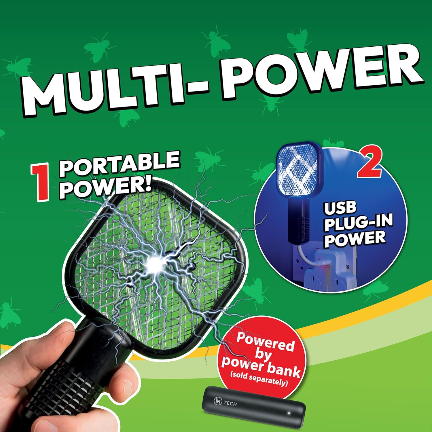 Mini Bug Zapper to Kill Mosquitoes Flies | Fly Swatter | 2 in 1 Bug Zapper | Portable Fly Killer | Indoors & Outdoors | Insect Killer | Mini Electric Bug Zapper | Camping Accessories - TUULKIT