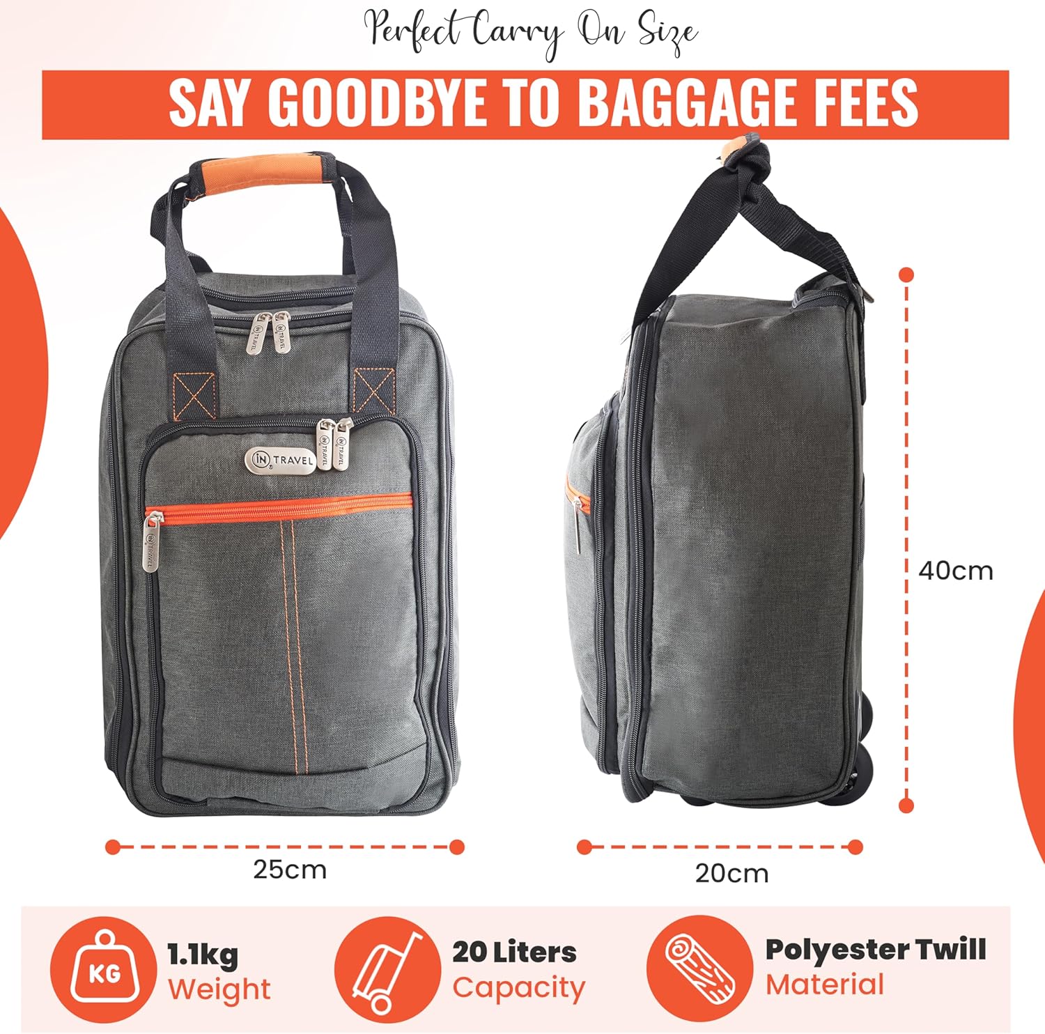 Underseat Cabin Bag | Lightweight Travel Holdall on Wheels - Ryanair EasyJet Approved - DSL