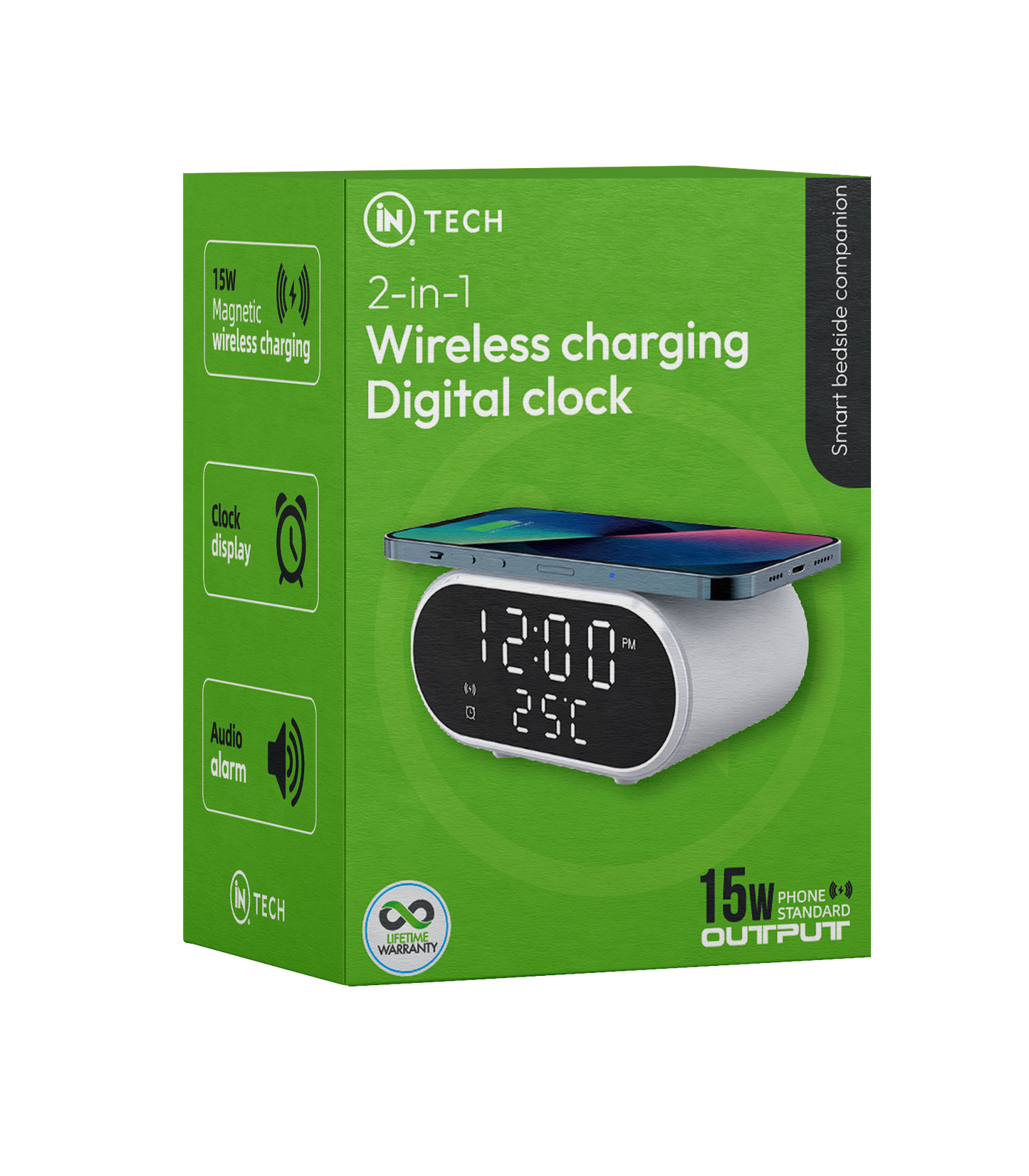 2-in-1 Digital Wireless Charging Alarm Clock | 15W Fast Qi Charger - DSL