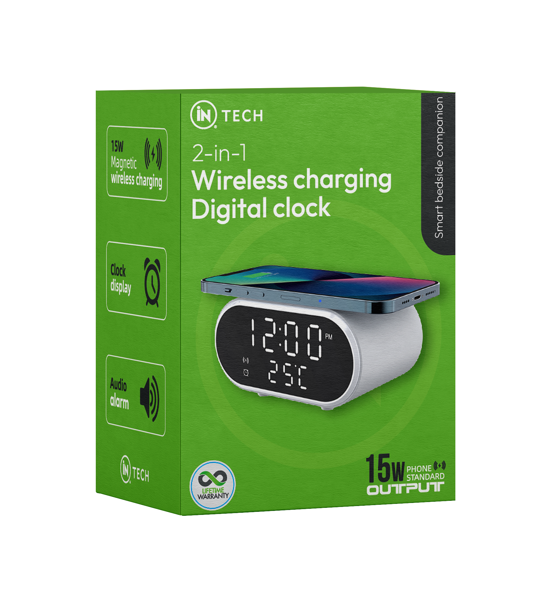 2-in-1 Digital Wireless Charging Alarm Clock | 15W Fast Qi Charger - DSL