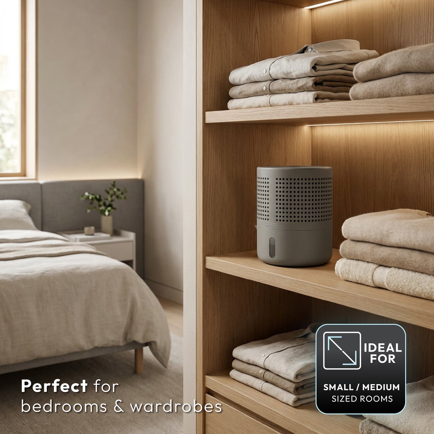 iN Dehumidifier with 2×300g Refillable Absorb Bags | UK Safety Compliant | Zero Energy Consumption Moisture Absorber