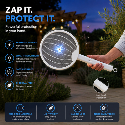 3-in-1 Rechargeable Bug Zapper Racket