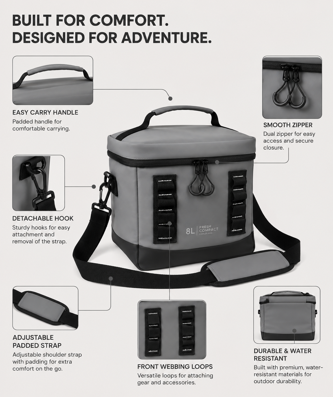 iN 8L Insulated Cooler Bag – Leakproof Waterproof Lunch Bag with Thermal Cooling