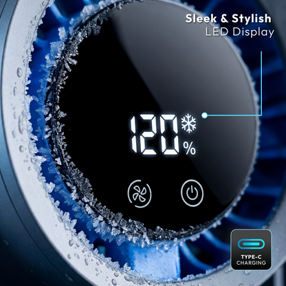 iN Rechargeable Desk Fan with Digital Display, Multiple Speed Adjustable, 360° Rotatable Quiet, Type-C Charging Portable Cooling Fan