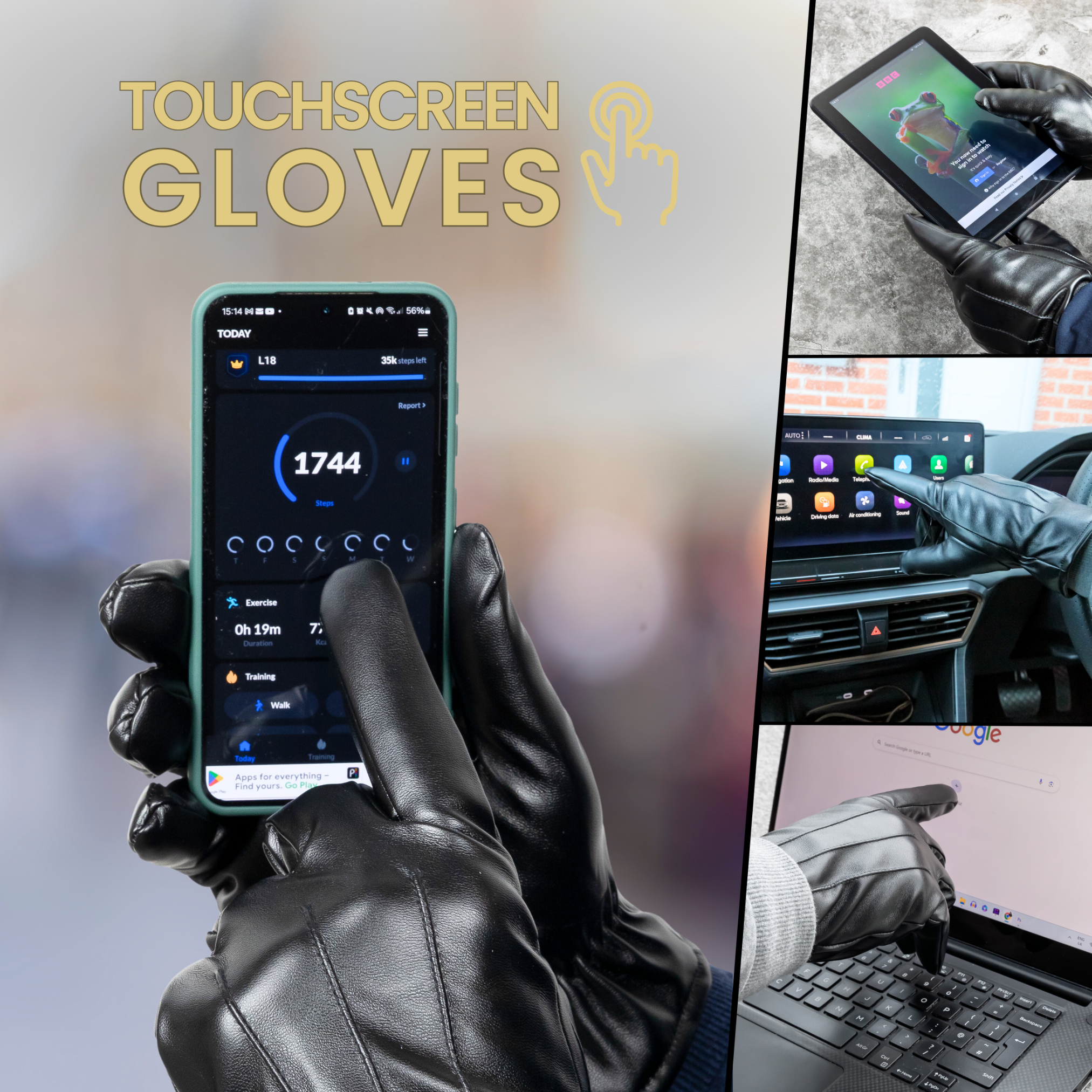 Leather Unisex Touchscreen Gloves - iN Style