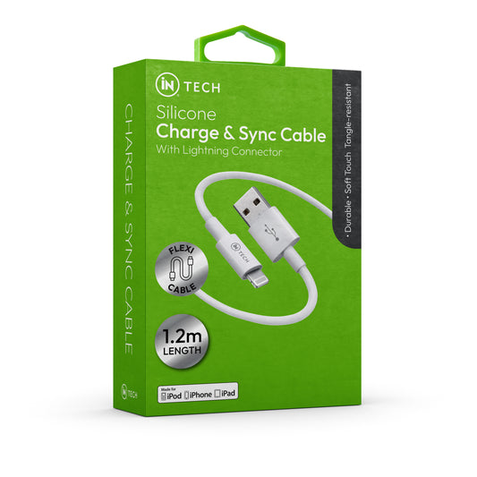 Silicone Lightning Charge & Sync Cable – 1.2m Flexible Cable for iPhone, iPad & Apple Devices - DSL