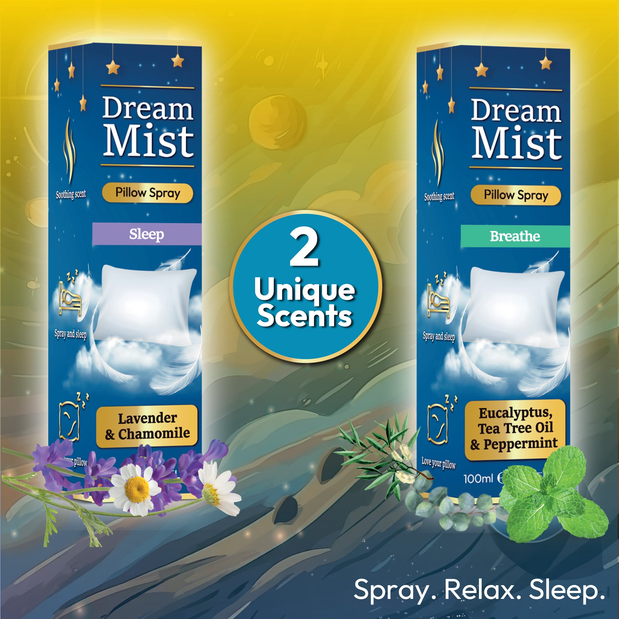 Dream Mist Pillow Spray | Infused with Lavender & Chamomile Essential Oils - DSL