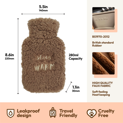 Mini Hot Water Bottle with Super Soft Cover – Travel Size
