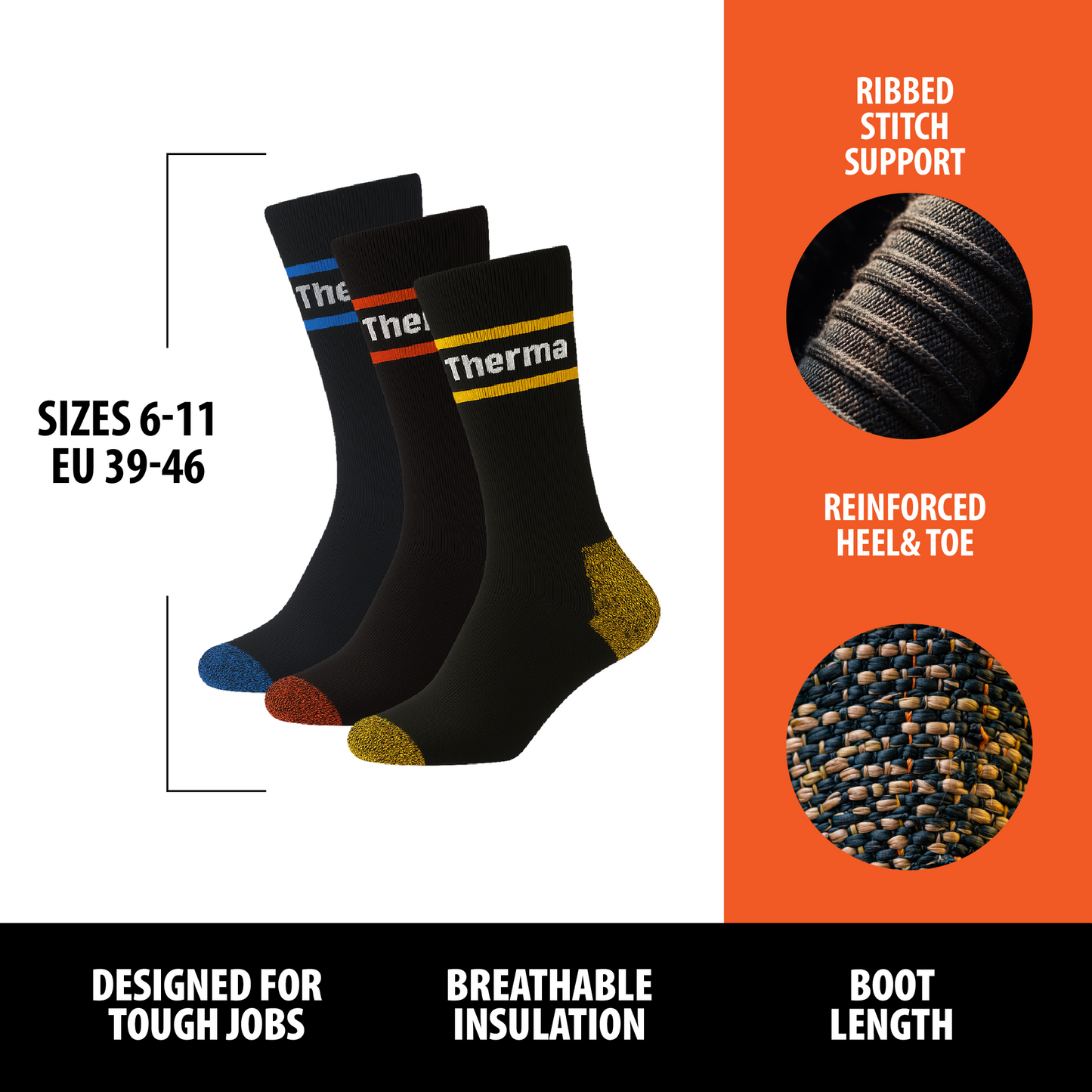 Therma Wear Heavy Duty Work Socks for Men - DSL