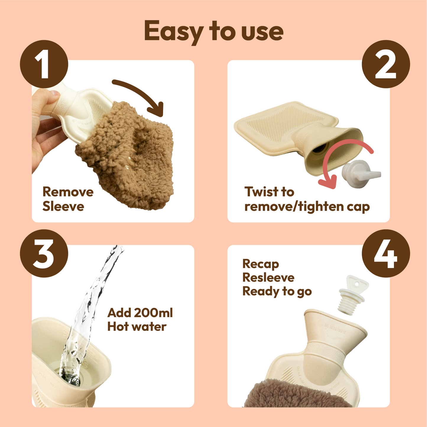 Mini Hot Water Bottle with Super Soft Cover – Travel Size