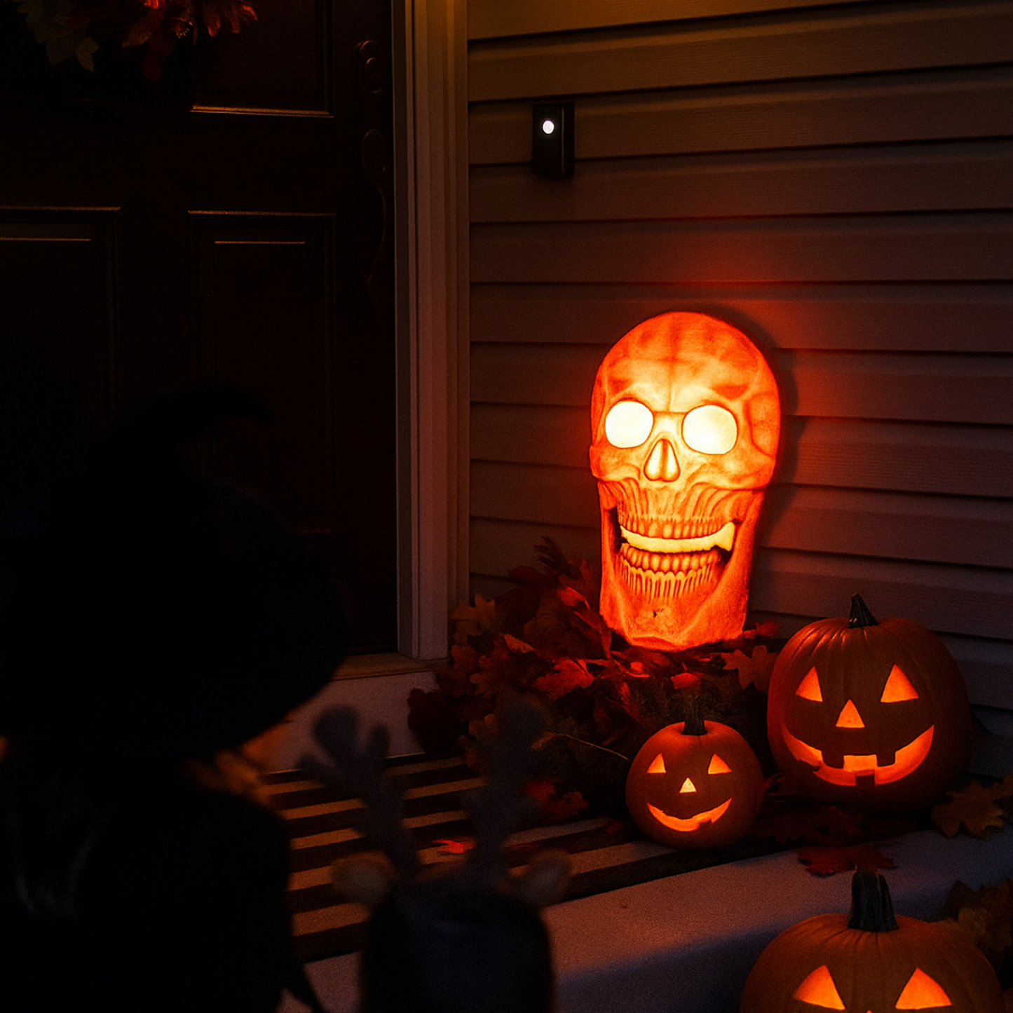 iN Halloween Spooky LED Skull - Colour Changing LED Lights - Spooky Sounds - Motion Detection - Halloween Decoration Size 19 x 8 x 30 cm - DSL