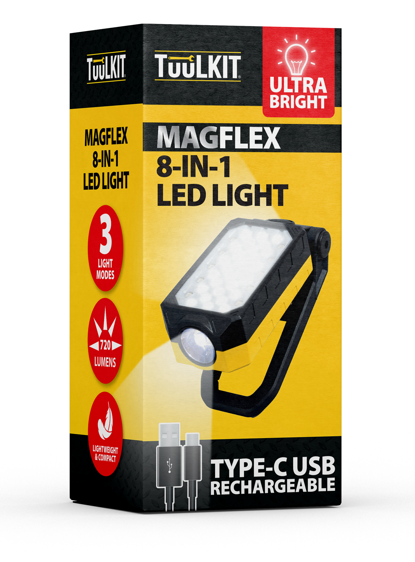 TuuLKIT 8-in-1 Ultra Bright LED Work Light - Type-C USB Rechargeable - DSL