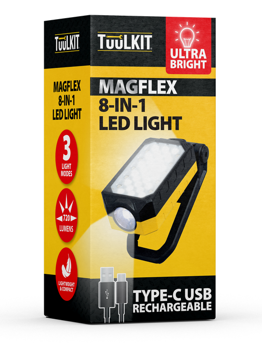 TuuLKIT 8-in-1 Ultra Bright LED Work Light - Type-C USB Rechargeable - DSL