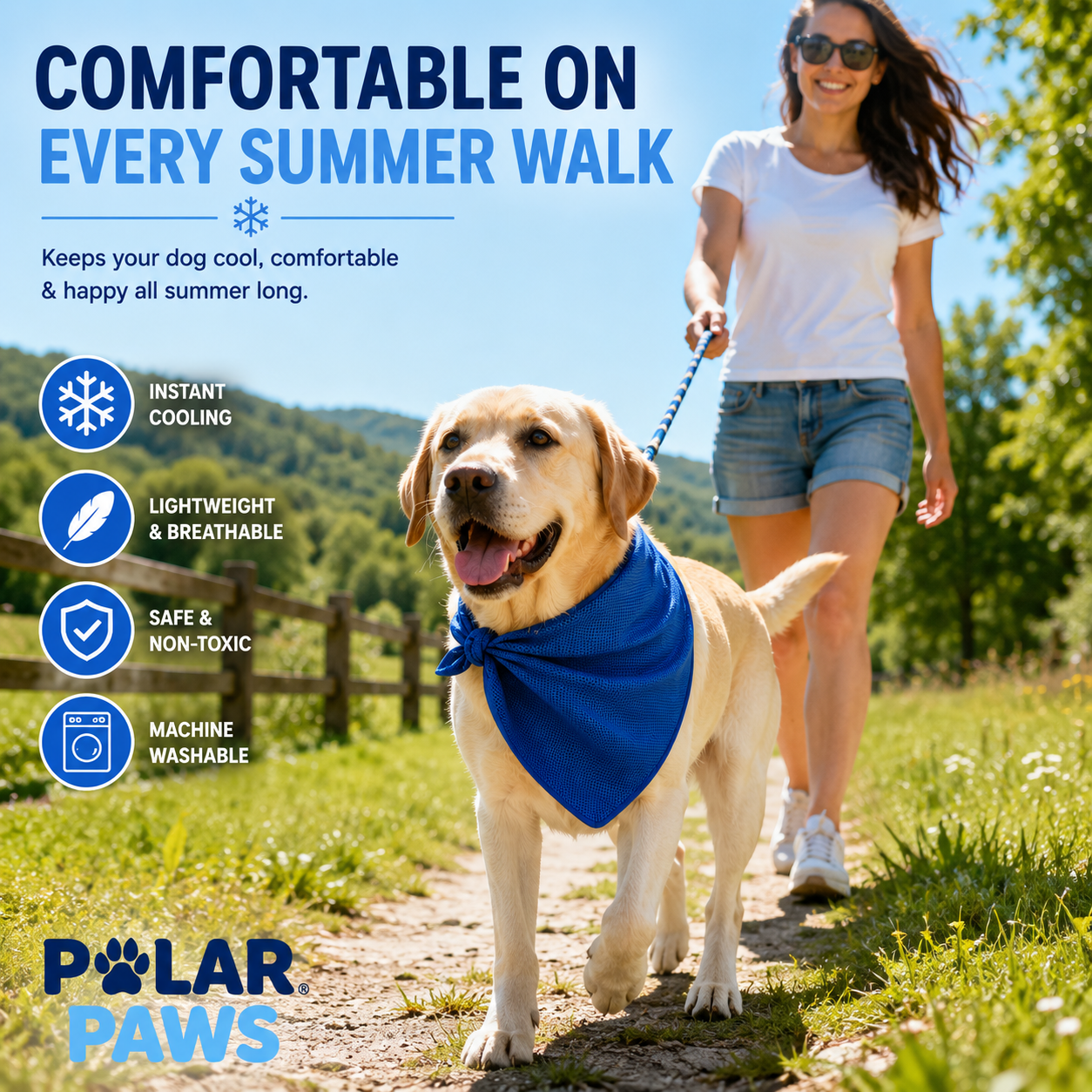 PawPride Dog Cooling Bandana - Lightweight Bandana for Dogs and Cats, Dog Cooling Collar for Summer Comfort