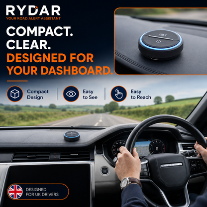 RoadPatrol RYDAR Road Alert Device – Real-Time Speed Camera, Road Traffic & Speed Limit Alerts, Visual & Audible Warnings, iOS & Android Compatible
