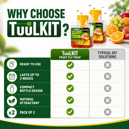 TuuLKIT Fruit Fly Trap, Ready to Use, Non-Toxic, 2 Pack