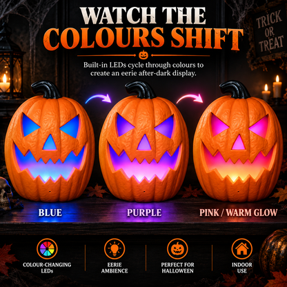 iN Halloween LED Pumpkin - Halloween Decoration - Colour Changing - Spooky Sounds - Motion Detection -Size 21.5x10x30cm
