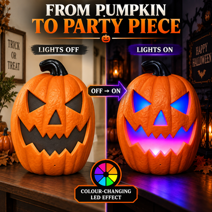 iN Halloween LED Pumpkin - Halloween Decoration - Colour Changing - Spooky Sounds - Motion Detection -Size 21.5x10x30cm