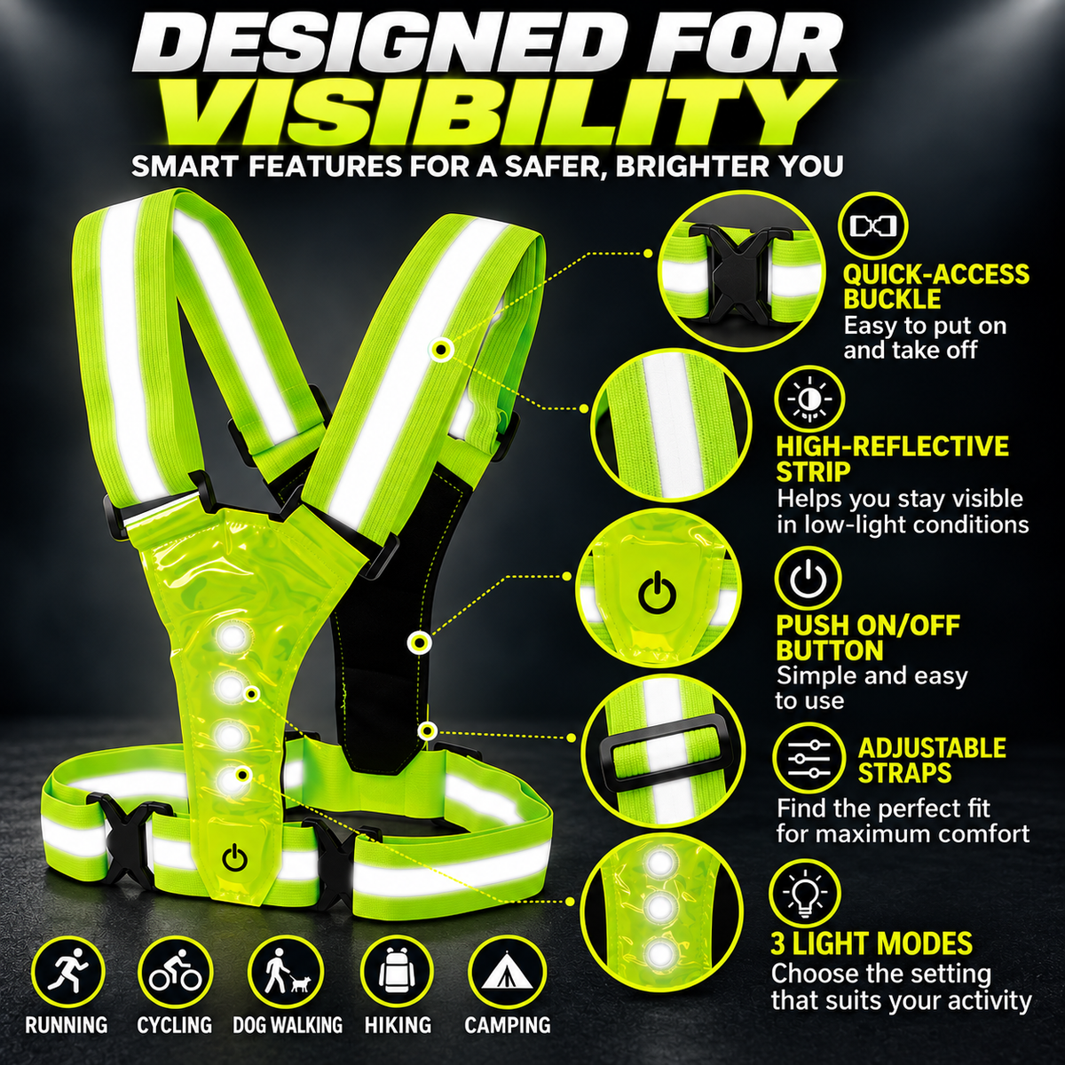 LED Strap 'n' Secure Hi Vis Lumivest - DSL