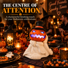 iN LED Colour Changing Ceramic Halloween Pumpkin Skeleton – Light-Up Halloween Decoration - Batteries Included – 19x17cm – Indoor Party Décor Ornament