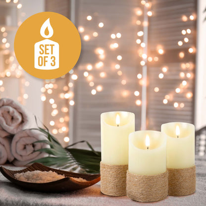 Neutral Flameless LED Candles - Rope Design - DSL
